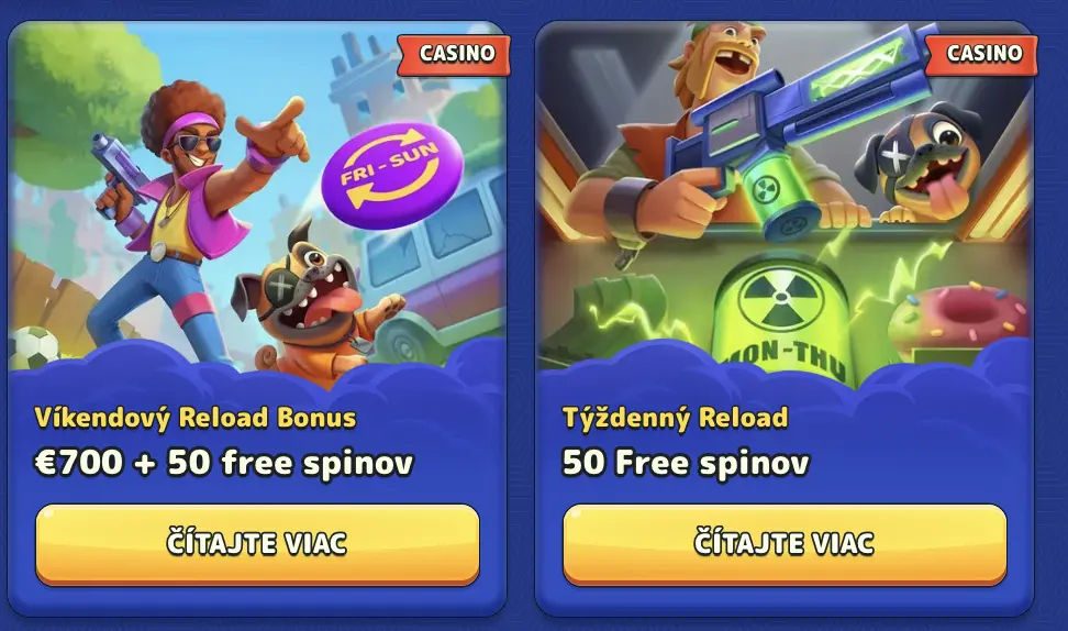 Pistolo Casino – Získajte víkendový bonus €700 + 50 zatočení a týždenný reload s 50 free spinmi Bonusy v Pistolo Casino – Víkendový reload až €700 + 50 free spinov a týždenný reload s 50 free spinmi